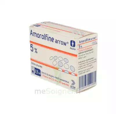 Amorolfine Arrow 5 % V Ongles Médicamenteux 1fl/2,5ml+20spat à Abbeville